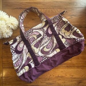 Thirty-One Retro Metro Purple Paisley Weekender Overnight Heavy Canvas Bag